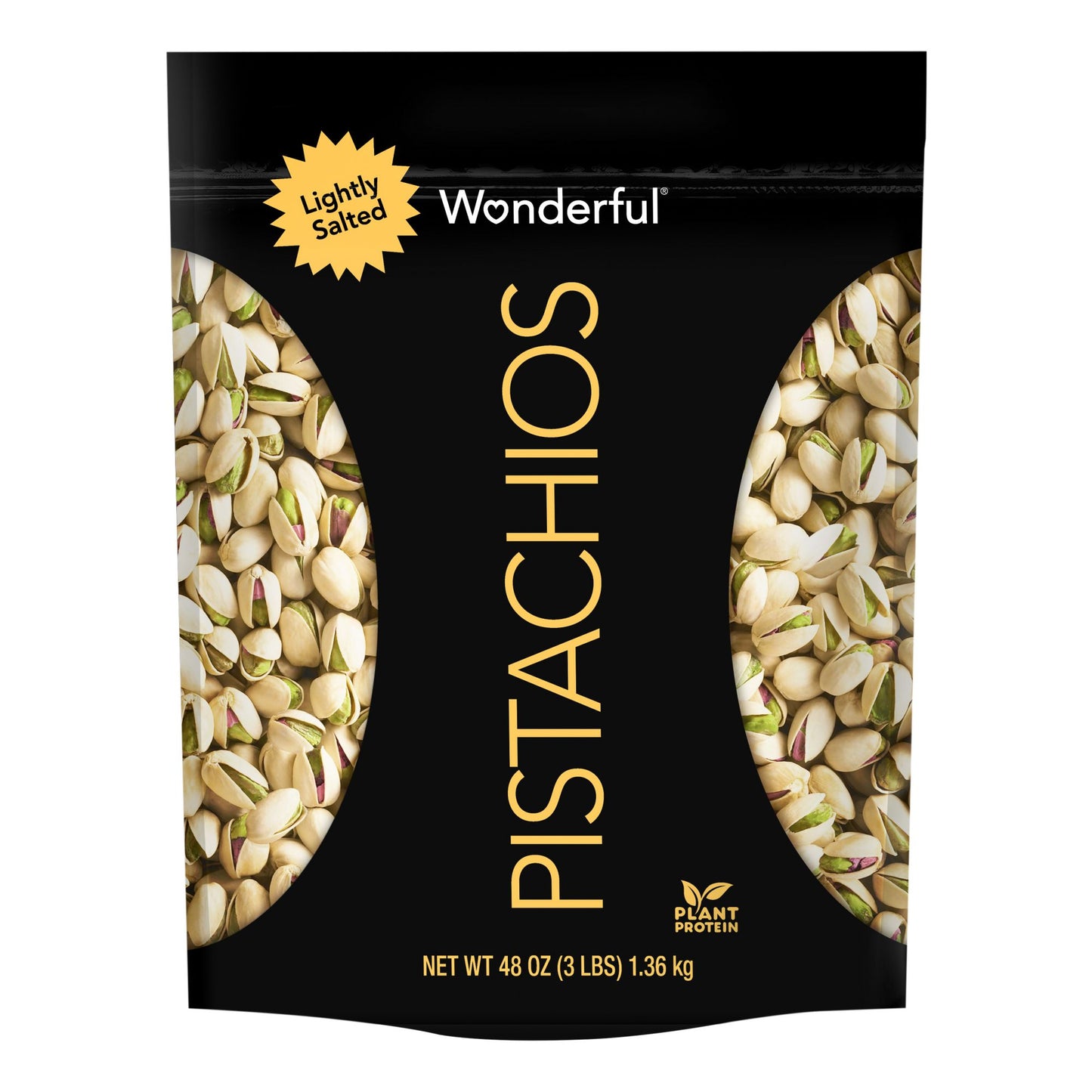 Wonderful Pistachios In Shell Lightly Salted Pistachios in Resealable Pouch, 48 oz.