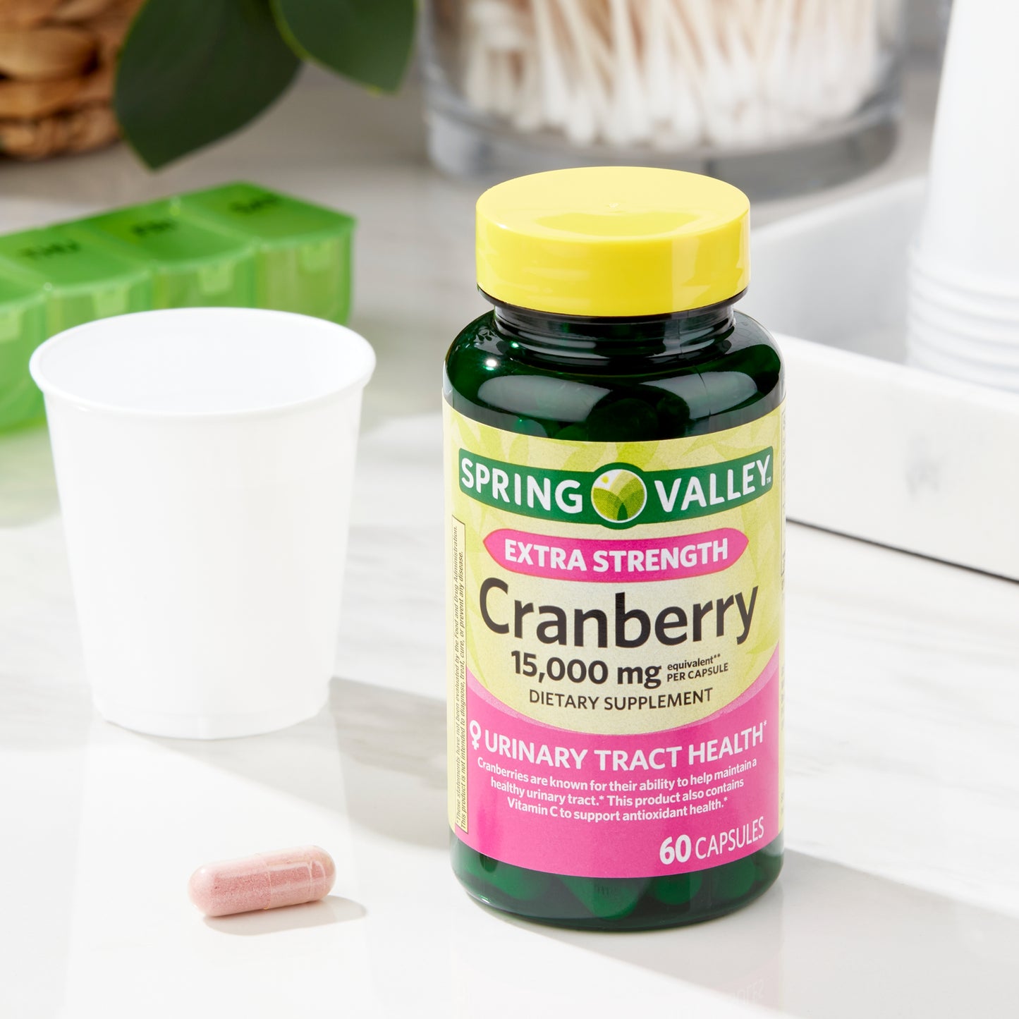 Spring Valley Extra Strength Cranberry Dietary Supplement Capsules, 15,000mg, 60 Ct