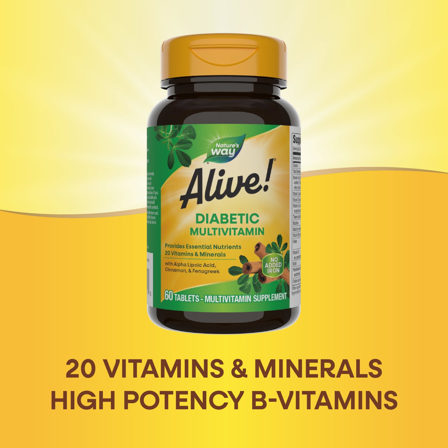 Alive! Diabetic Multivitamin, Unisex, 60ct