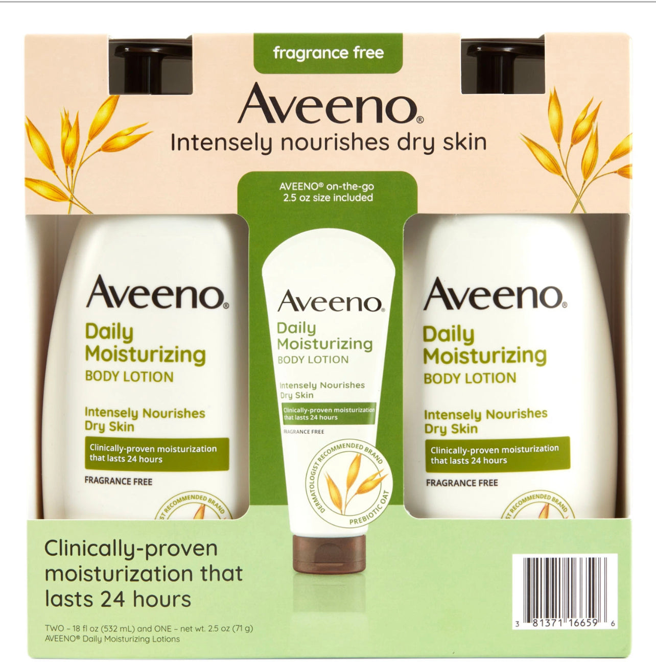 Aveeno Daily Moisturizing Lotion (18 fl. oz., 2 pk. + 2.5 oz. Tube)